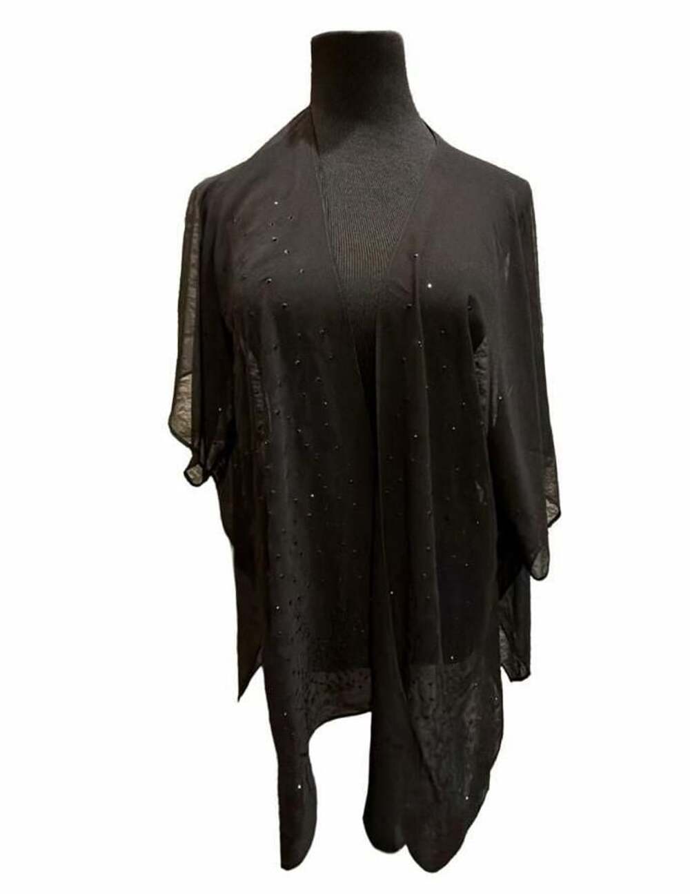847 Nine West Sheer Embellished Wrap One Size Black